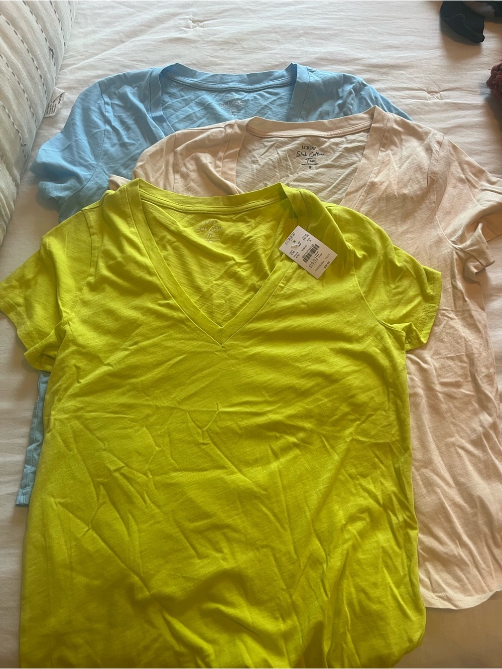 Set of 3 Slub Cotton V Neck Tees